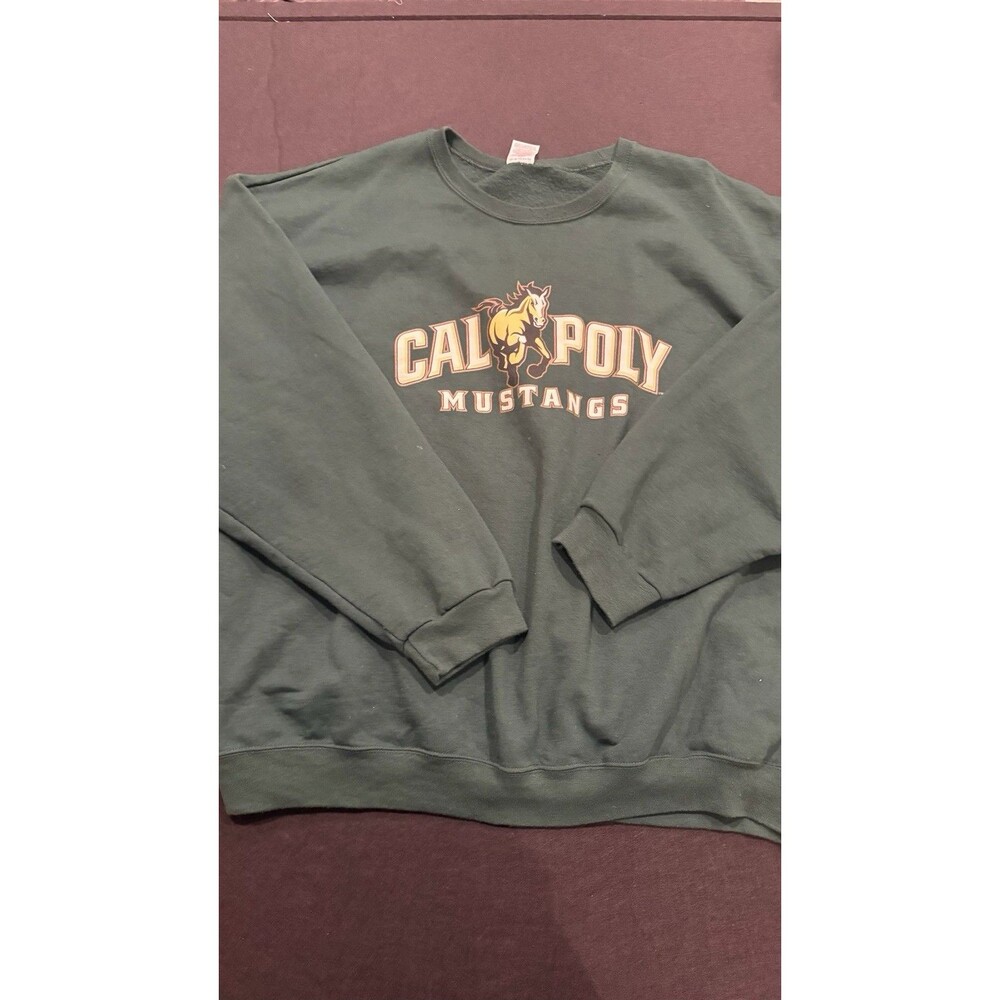 Vtg Jerzees Nublend Sz 3XL Men’s Cal Poly Mustangs Sweatshirt Green Crewneck